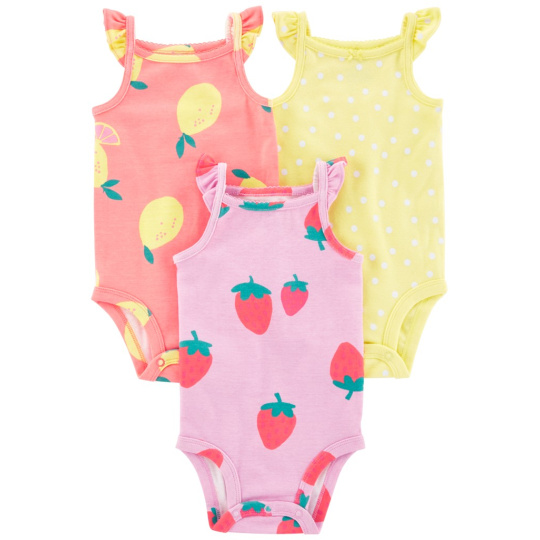 CARTER'S Body na ramínka Dots Fruit holka 3ks NB/vel. 56