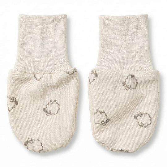 KAARSGAREN-Kojenecké rukavičky z biobavlny 3–6 měsíců beránci