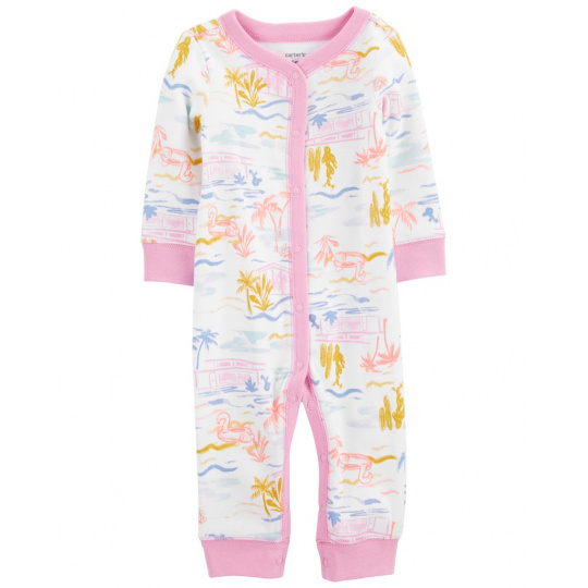 CARTER'S Overal bez nožiček na druky Sleep&Play Pink Palm holka 3m