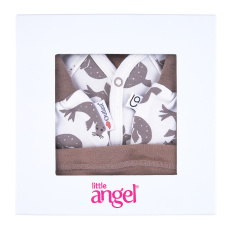 Little Angel-Novorozenecká sada BIO smyk Outlast® - bílá hnědý tuleň/oříšková Velikost oblečení: 56 Little Angel-Novorozenecká sada BIO smyk Outlast® - bílá hnědý tuleň/oříšková Velikost oblečení: 56