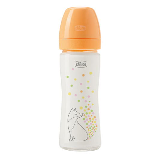 CHICCO Kojenecká skleněná láhev Perfect Easy 240 ml, pomalý silikonový průtok, pro dívky, 0m+ CHICCO Kojenecká skleněná láhev Perfect Easy 240 ml, pomalý silikonový průtok, pro dívky, 0m+