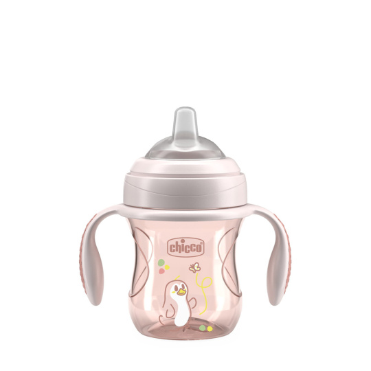 CHICCO Hrneček Transition učicí s držadly pink, 4m+