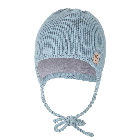 Little Angel-Čepice pletená zavazovací LA Outlast ® - sv.mentolová Velikost čepic: 3 | 42-44 cm