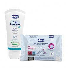 CHICCO Krém na dětský zadeček 100 ml + Dětské čisticí vlhčené ubrousky, 16 ks CHICCO Krém na dětský zadeček 100 ml + Dětské čisticí vlhčené ubrousky, 16 ks