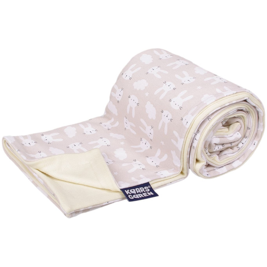 KAARSGAREN-Dětská deka bavlna / merino – béžoví zajíčci