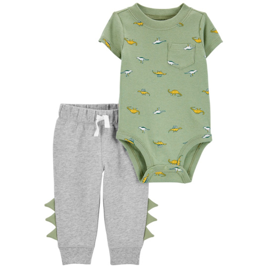 CARTER'S Set 2dílný body kr. rukáv, tepláky Green Dino kluk 3m