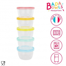 BADABULLE Misky s víčky maxi Fun Colors 250 ml, sada 5 ks BADABULLE Misky s víčky maxi Fun Colors 250 ml, sada 5 ks