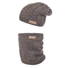 Little Angel-Set pletená čepice a nákrčník Outlast ® - černobílá Velikost: 6 | 54-57 cm