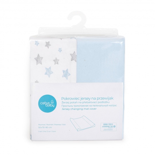 CEBA BABY Potah na přebalovací podložku 50x70-80 cm 2 ks Blue+Blue Stars CEBA BABY Potah na přebalovací podložku 50x70-80 cm 2 ks Blue+Blue Stars