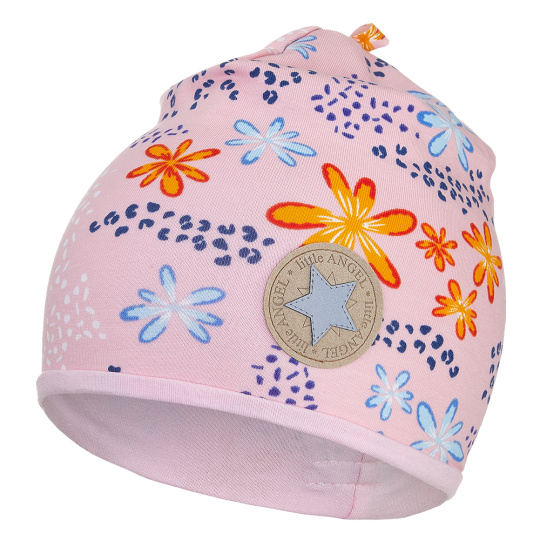 Little Angel-Čepice podšitá Outlast® - růžová kytky/růžová baby Velikost čepic: 3 | 42-44 cm