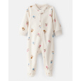 CARTER'S Overal na zip fleece Sleep & Play ivory Floral dívka NB/vel.56