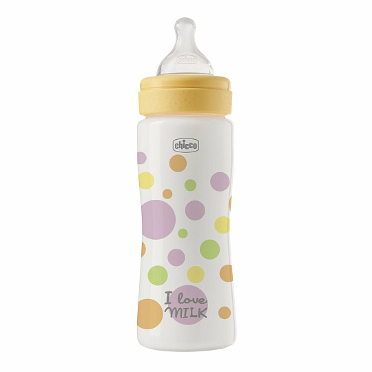 CHICCO Láhev kojenecká Perfect Easy 330 ml, rychlý silikonový průtok, pro dívky, 4m+