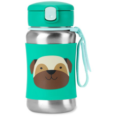 SKIP HOP Spark Style Láhev s brčkem na vodu nerez Mopslík 12m+ SKIP HOP Spark Style Láhev s brčkem na vodu nerez Mopslík 12m+