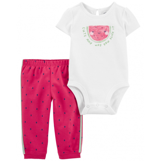 CARTER'S Set 2dílný tepláky, body kr. rukáv Pink Watermelon holka NB/ vel. L 56