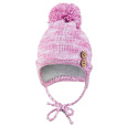 Little Angel-Čepice pletená zavazovací bambule a knoflíky Outlast ® - šeřík melír Velikost čepic: 1 | 36-38 cm