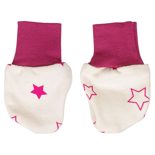 KAARSGAREN-Rukavičky bio-bavlna 0 až 3 měsíce hvězdy fuchsia