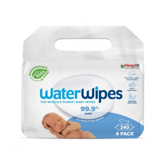 4x WATERWIPES Vlhčené obrousky bez obsahu plastů 60 ks ( 240 ks )