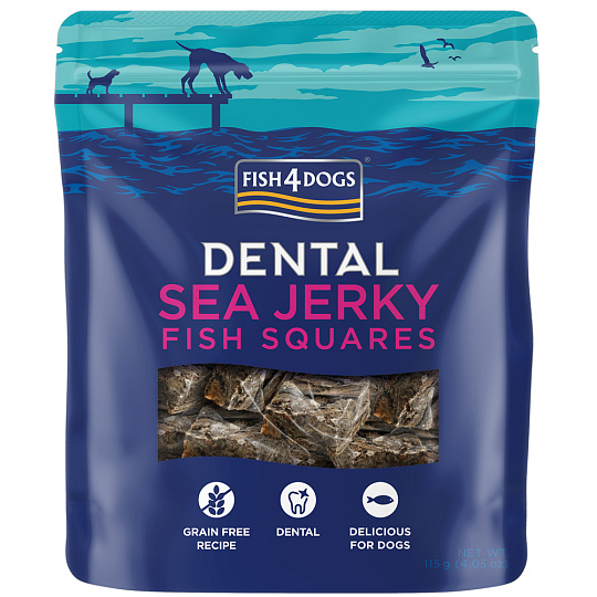 FISH4DOGS Pamlsky pro psy DENTAL SEA mořská ryba - čtverečky 115 g FISH4DOGS Pamlsky pro psy DENTAL SEA mořská ryba - čtverečky 115 g
