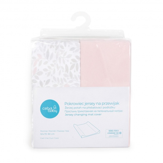 CEBA Potah na přebalovací podložku 50x70-80 cm 2 ks Candy Pink+Twigs
